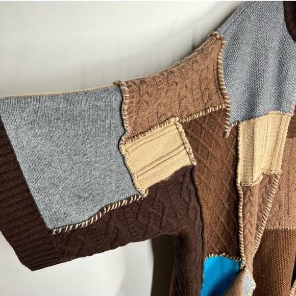 Y2K L.A.M.B oversized multi color patchwork Poncho Sweater, Rare! - Picture 4 of 8